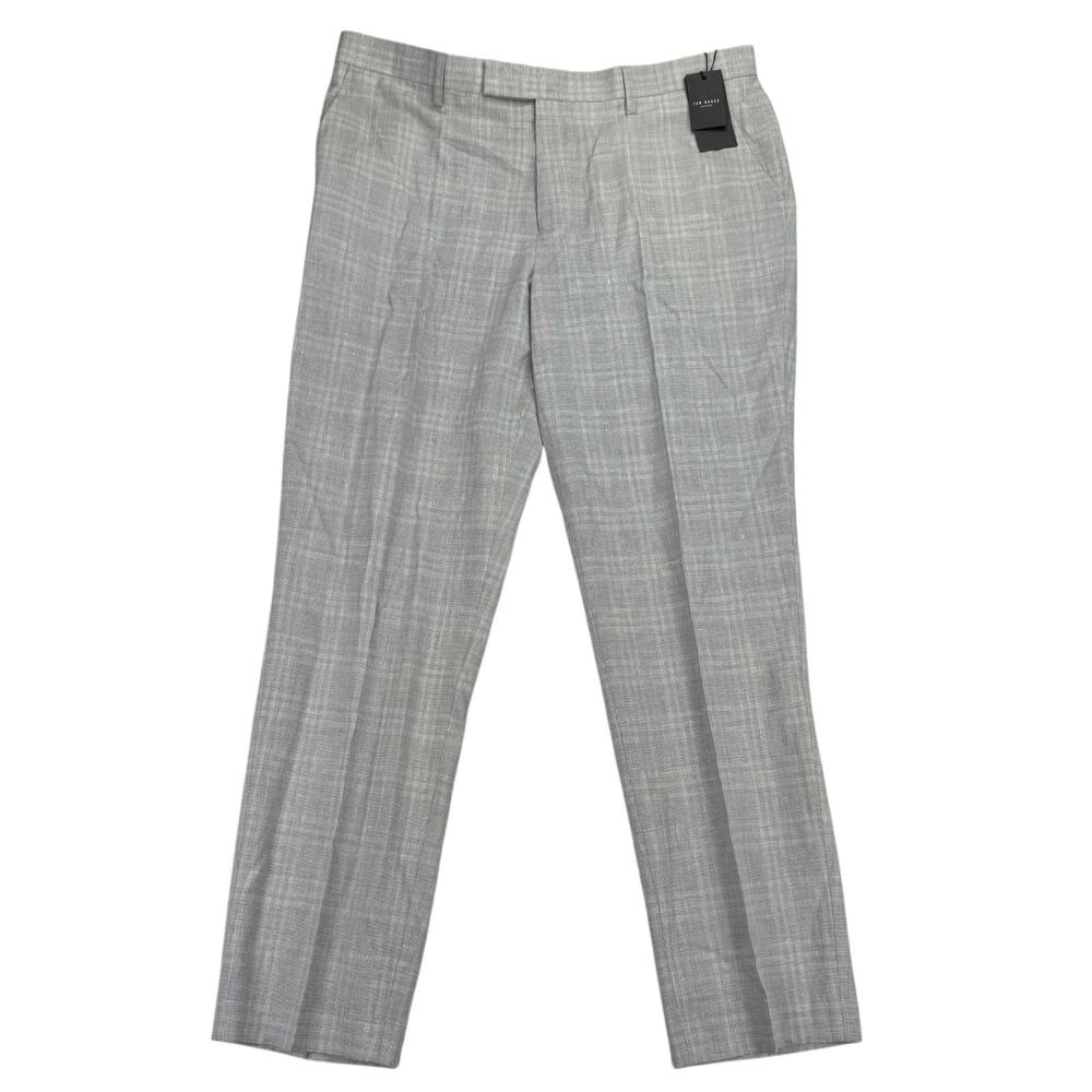 Ted Baker Mens Hallamt Tailored Slim Fit Wool Blend Suit Pants Gray 38R